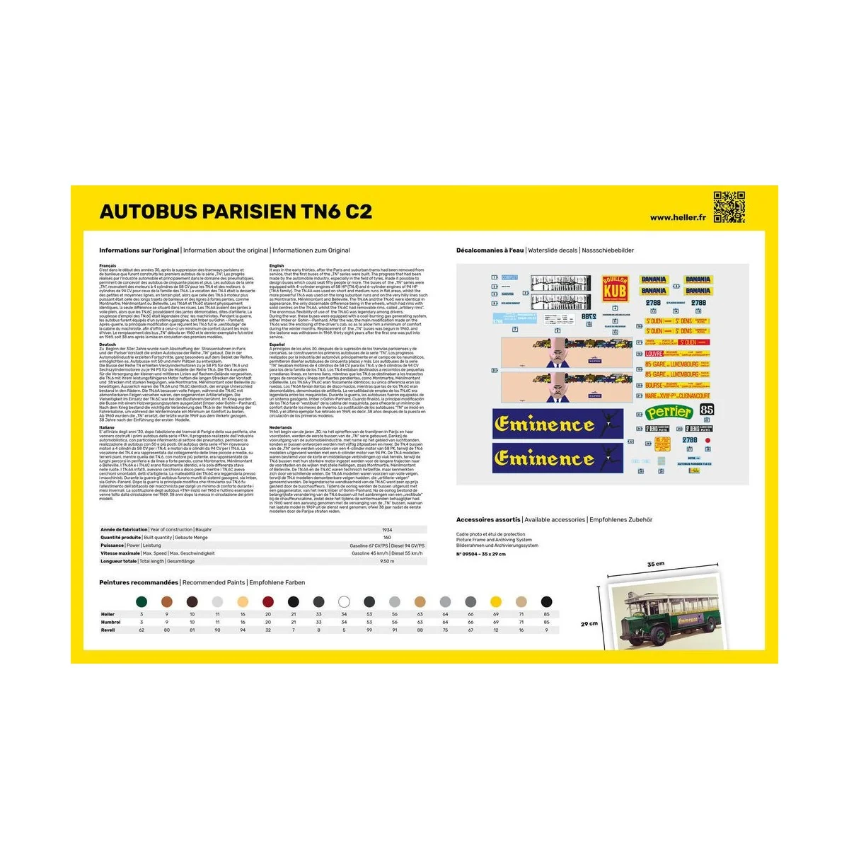 Bus Parisien TN6 C2 1/24 Heller + glue and paints Heller 56789 - 3