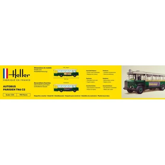 HEL-56789-Autobus Parisien TN6 C2 1/24 Heller + colle et peintures
