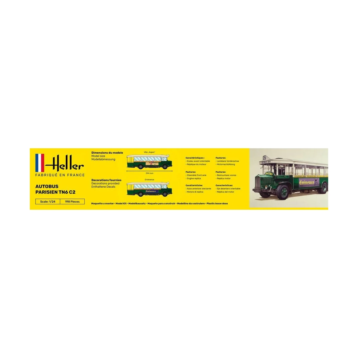 Bus Parisien TN6 C2 1/24 Heller + glue and paints Heller 56789 - 4 Bus Parisien TN6 C2 1/24 Heller + glue and paints Heller 56789 - 4