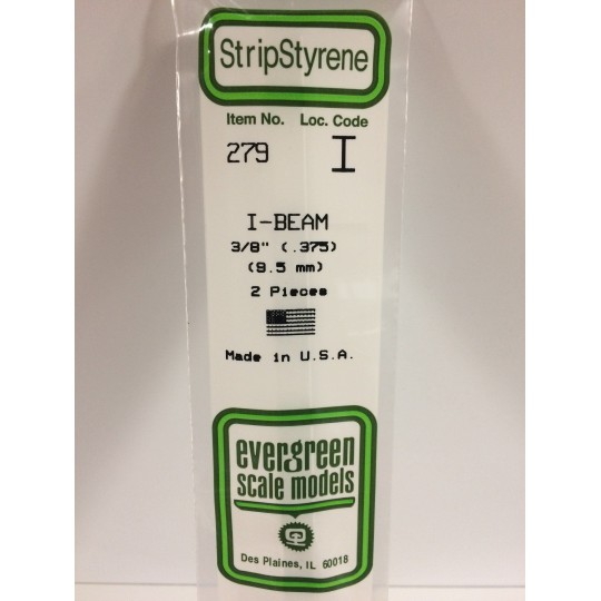 S1370279-Profilé I 9.5x350mm Ref : 279 - Evergreen - S1370279