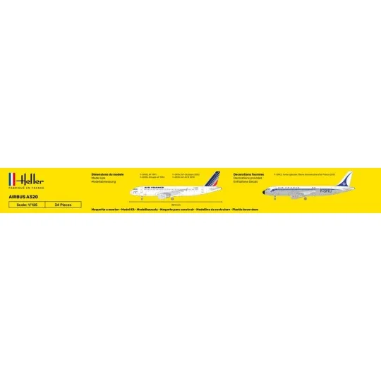 Airbus A-320 Air France 1/125 Heller + colle et peintures Heller HEL-56448 - 4 HEL-56448-Airbus A-320 Air France 1/125 Heller + colle et peintures - HEL-56448
