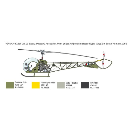 OH-13 Sioux 1/48 Italeri helicopter Italeri I2820 - 9 I2820-OH-13 Sioux 1/48 Italeri helicopter - I2820