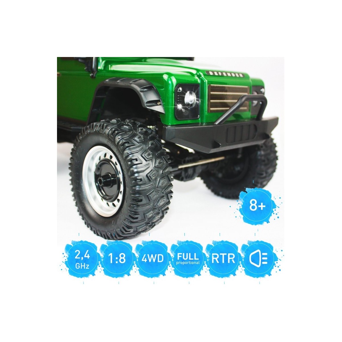 Crawler Land Rover Defender Green 4WD 2.4Ghz 1/8 RTR Siva Siva SV-50560 - 2
