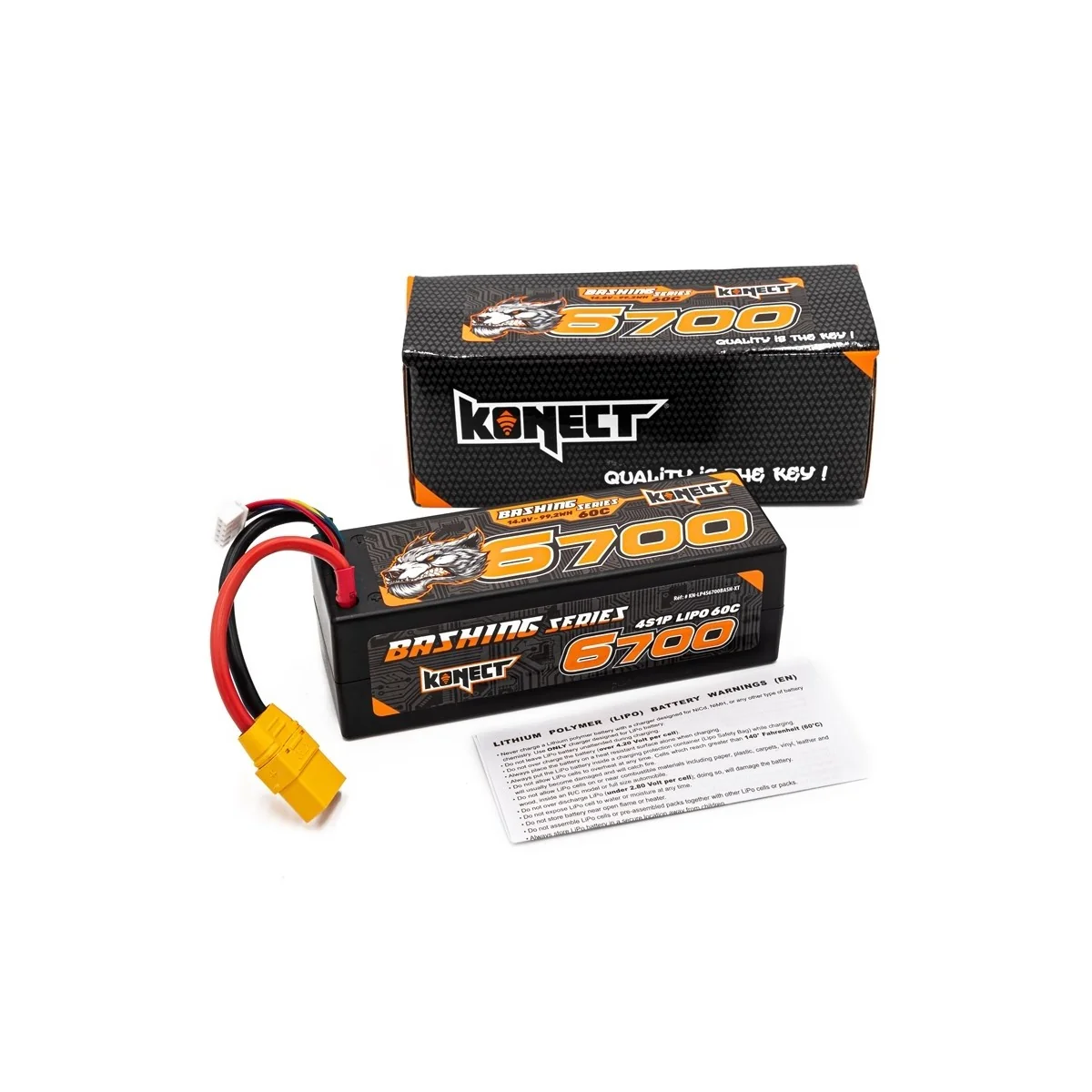 Li-Po 6700mAh 60C 4S 14.8V coqué (XT90) Bashing Konect Hobbytech KN-LP4S6700BASH-XT - 2