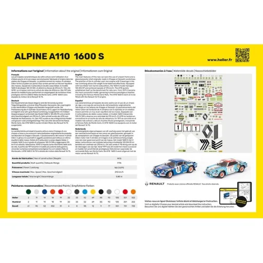 copy of Renault R8 Gordini 1/24 Heller Heller HEL-80745 - 3 HEL-80745-Alpine A110 1600 S 1/24 Heller - HEL-80745