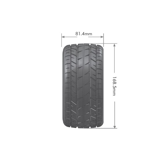 LR-T3286BC-ST-Rocket tires + Wheels Chrome Black 1/8 (x2) Louise RC