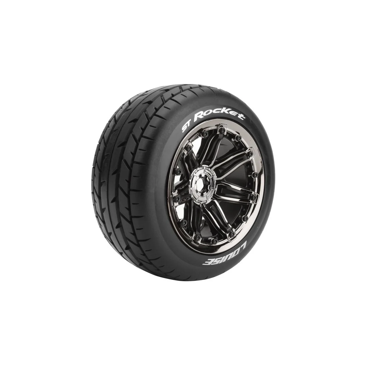 Pneus ST-Rocket + Jantes Chrome Noir 1/8 (x2) Louise RC Louise RC LR-T3286BC - 1