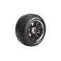 LR-T3286BC-ST-Rocket tires + Wheels Chrome Black 1/8 (x2) Louise RC
