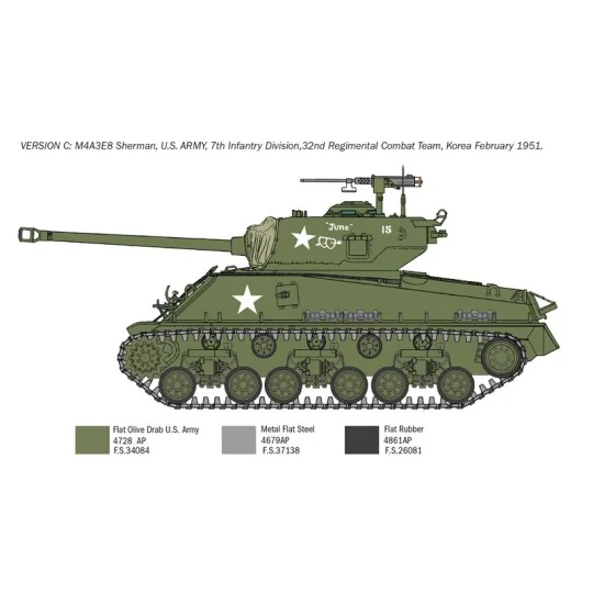 Char M4A3E8 Sherman "Guerre de Corée" 1/35 Italeri Italeri I6586 - 6 I6586-Char M4A3E8 Sherman "Guerre de Corée" 1/35 Italeri - I6586