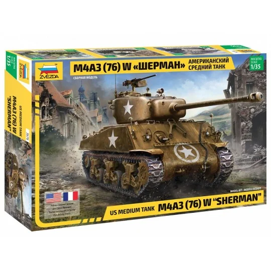 Tank Sherman M4A3 (76) 1/35 Zvezda Zvezda Z3676 - 1 Z3676-Tank Sherman M4A3 (76) 1/35 Zvezda - Z3676