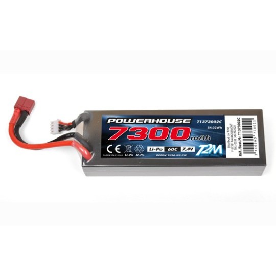 T1373002C-Li-Po 7300mAh 60C 2S 7.4V shelled (Dean) T2M