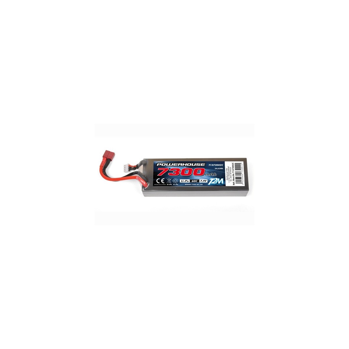Li-Po 7300mAh 60C 2S 7.4V shelled (Dean) T2M T2M T1373002C - 1
