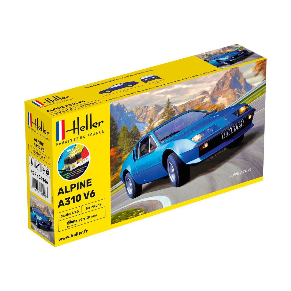 Alpine A310 V6 1/43 Heller + glue and paints Heller HEL-56146 - 1