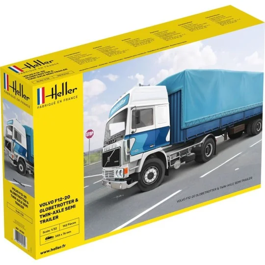 HEL-81703-Volvo F12-20 Globetrotter & semi-remorque 1/32 Heller