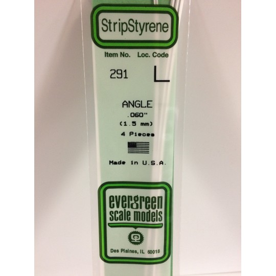 S1370291-Profilé L 1.5x350mm Ref : 291 - Evergreen - S1370291