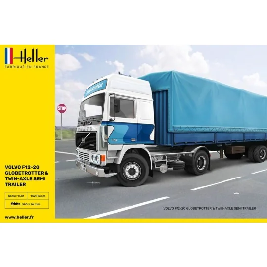 HEL-81703-Volvo F12-20 Globetrotter & semi-remorque 1/32 Heller