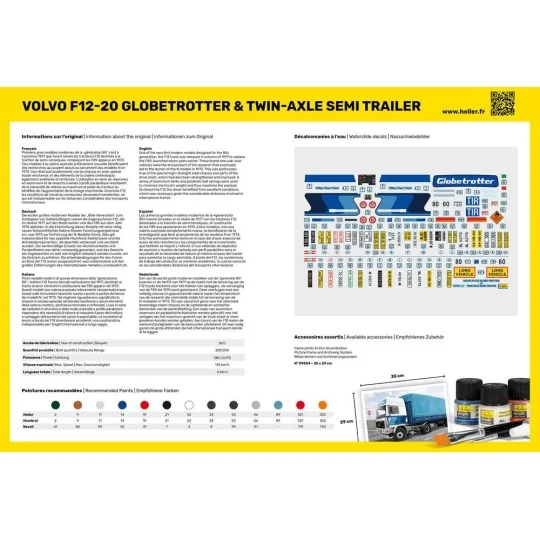 HEL-81703-Volvo F12-20 Globetrotter & semi-trailer 1/32 Heller