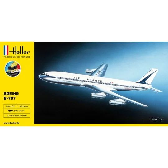 HEL-56452-Boeing B-707 Air France 1/72 Heller + colle et peintures - HEL-56452