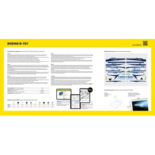 HEL-56452-Boeing B-707 Air France 1/72 Heller + colle et peintures