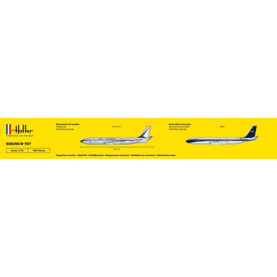HEL-56452-Boeing B-707 Air France 1/72 Heller + colle et peintures