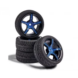 Roues 5 rayons noir / bleu 26mm 1/10 (4) Carson Carson 500900167 - 1