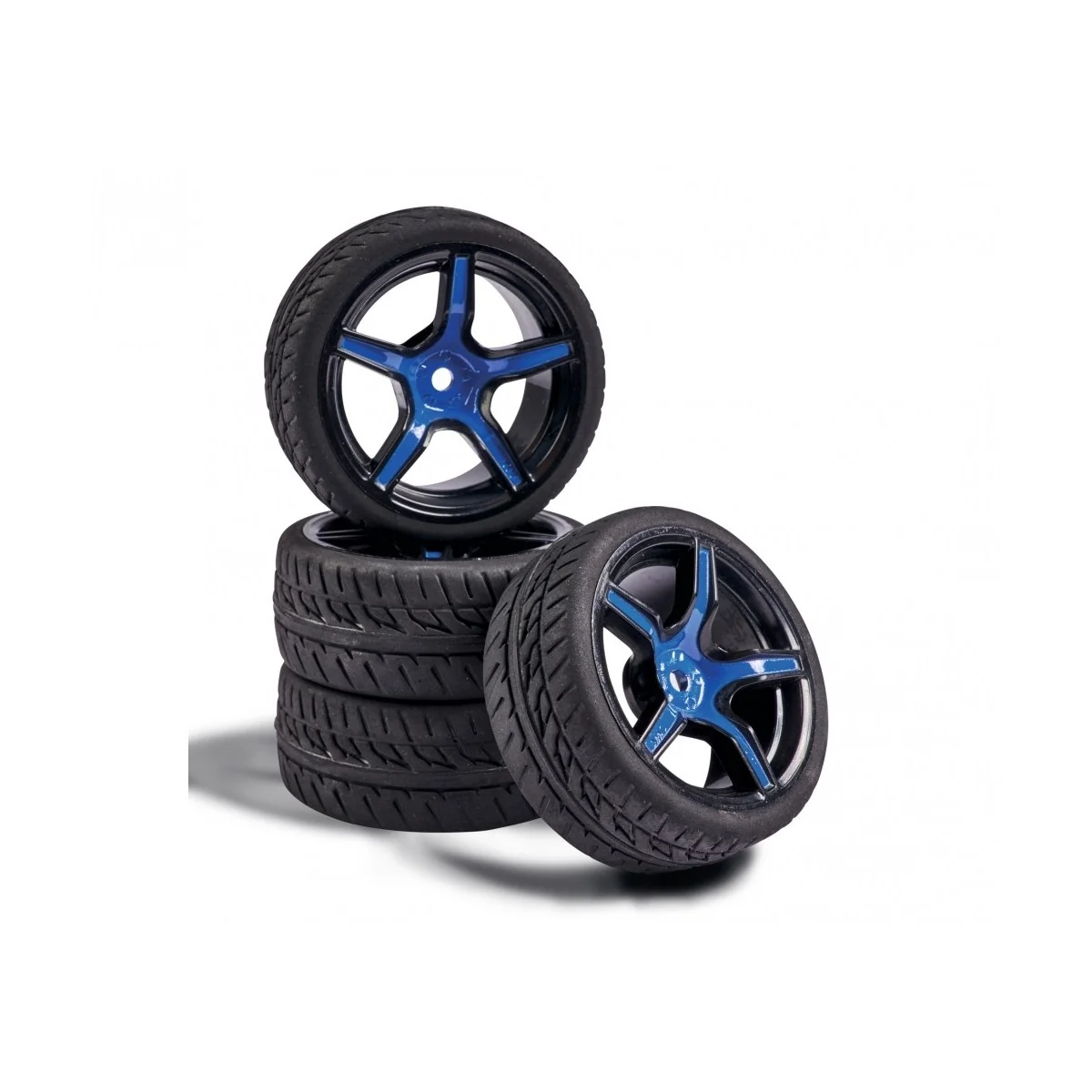 Roues 5 rayons noir / bleu 26mm 1/10 (4) Carson Carson 500900167 - 1