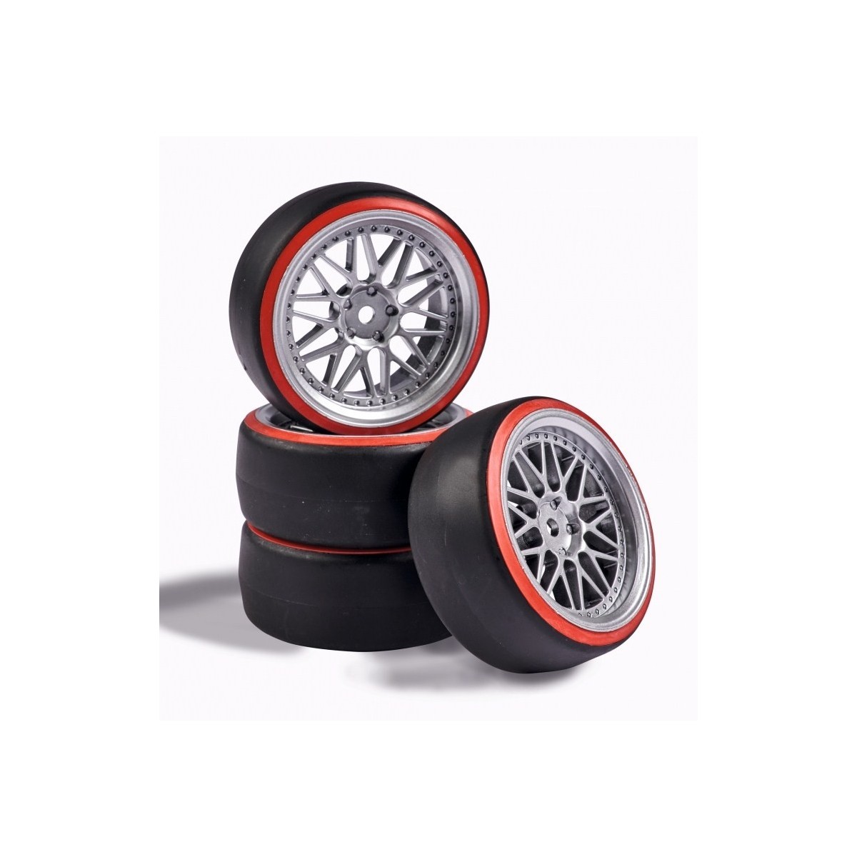 Roues drift gris / rouge 26mm 1/10 (4) Carson Carson 500900156 - 1