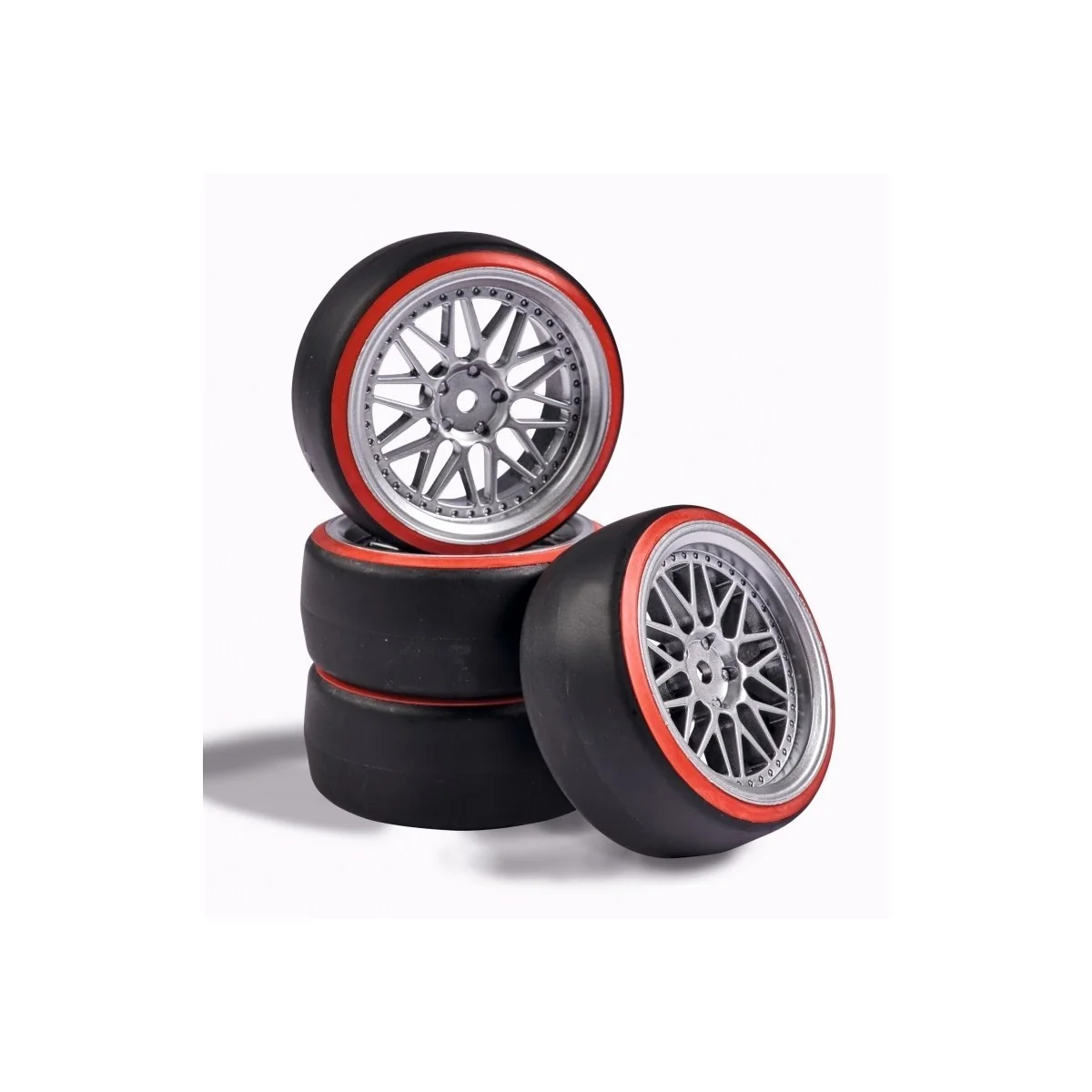 Drift wheels gray / red 26mm 1/10 (4) Carson Carson 500900156 - 1