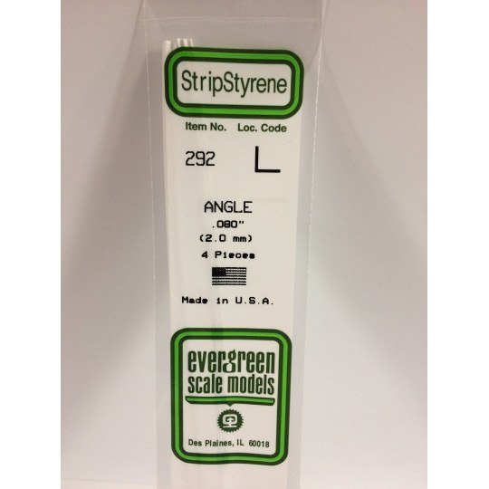 S1370292-Profilé L 2.0x350mm Ref : 292 - Evergreen - S1370292