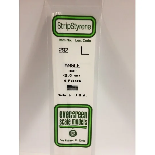 S1370292-Profilé L 2.0x350mm Ref : 292 - Evergreen - S1370292