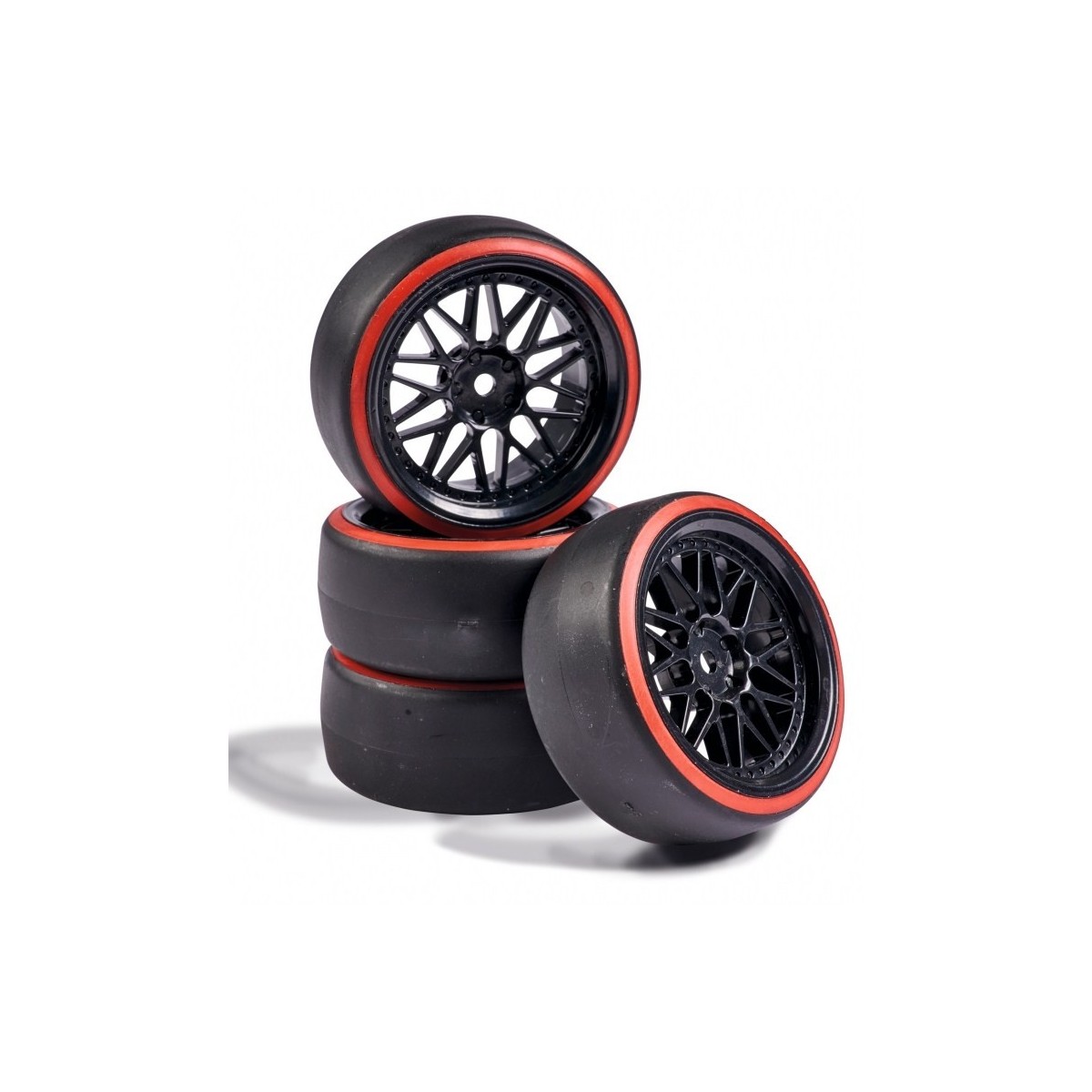 Roues drift noir / rouge 26mm 1/10 (4) Carson Carson 500900157 - 1