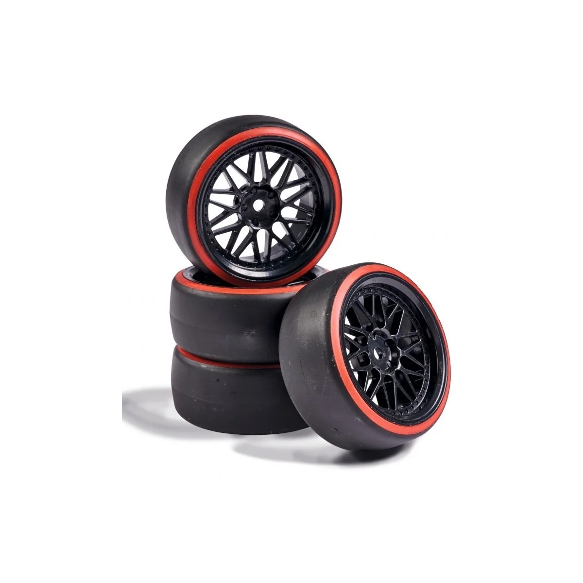 Drift wheels black / red 26mm 1/10 (4) Carson Carson 500900157 - 1
