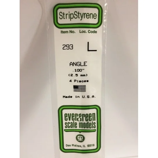 S1370293-Profilé L 2.5x350mm Ref : 293 - Evergreen - S1370293