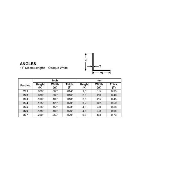 L-profile 2.5x350mm Ref: 293 - Evergreen - S1370293 - S1370293 S1370293-L-profile 2.5x350mm Ref: 293 - Evergreen - S1370293