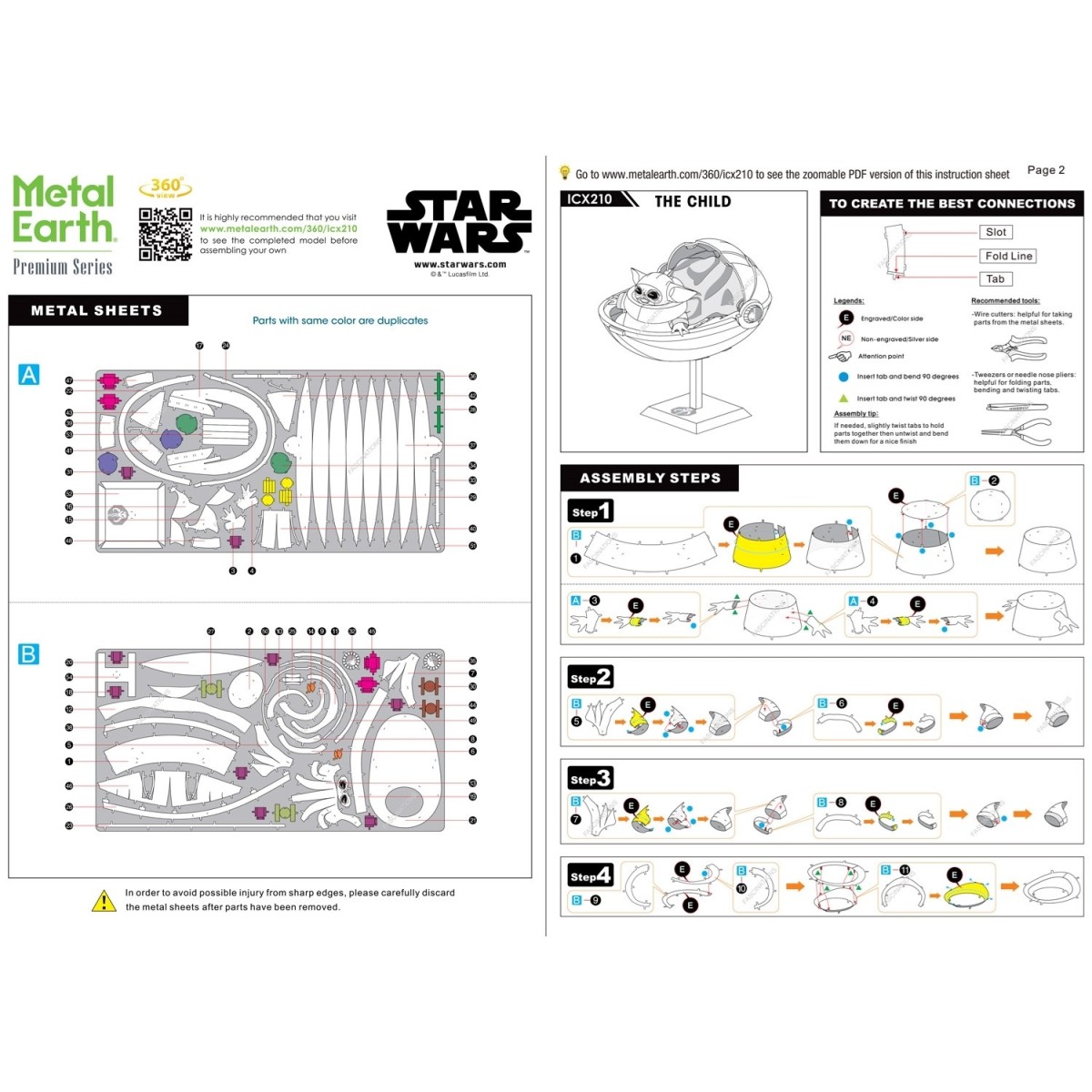 Iconx Mandalorian The Child Star Wars Metal Earth Metal Earth ICX210 - 7