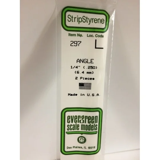 S1370297-Profilé L 6.3x350mm Ref : 297 - Evergreen - S1370297