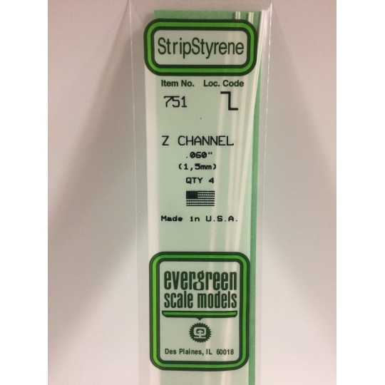 Profile Z 1.5x350mm Ref: 751 - Evergreen - S1370751 S1370751-Z-profile 1.5x350mm Ref: 751 - Evergreen - S1370751