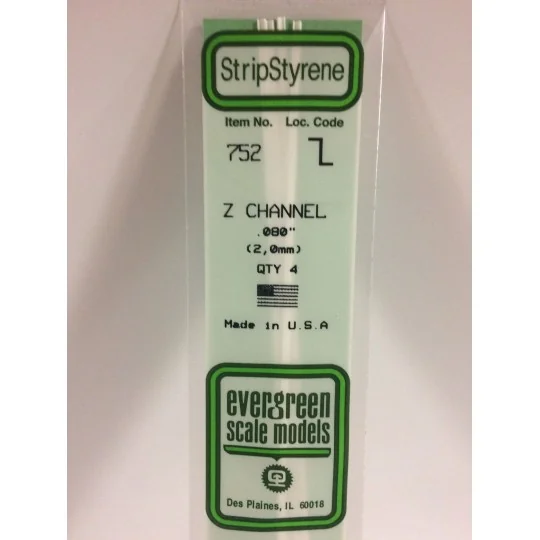 S1370752-Z-profile 2.0x350mm Ref: 752 - Evergreen - S1370752