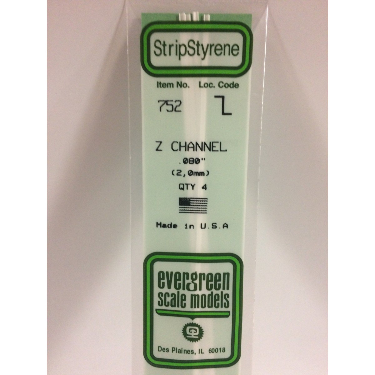 Profile Z 2.0x350mm Ref: 752 - Evergreen - S1370752 Profile Z 2.0x350mm Ref: 752 - Evergreen - S1370752
