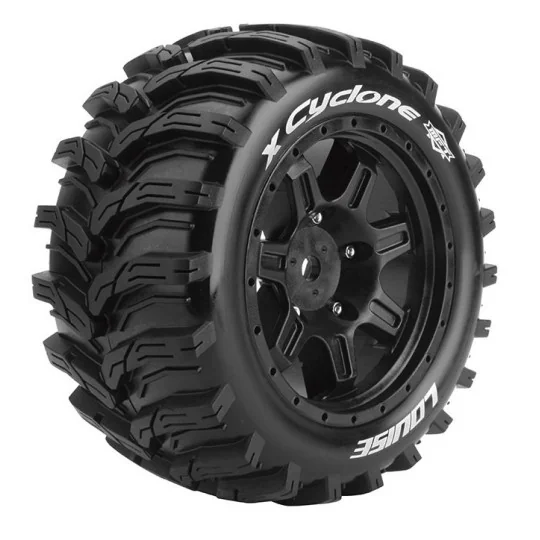 L-T3298B-X-Cyclone Tires + Black Traxxas X-Maxx Rims (x2) Louise RC - L-T3298B