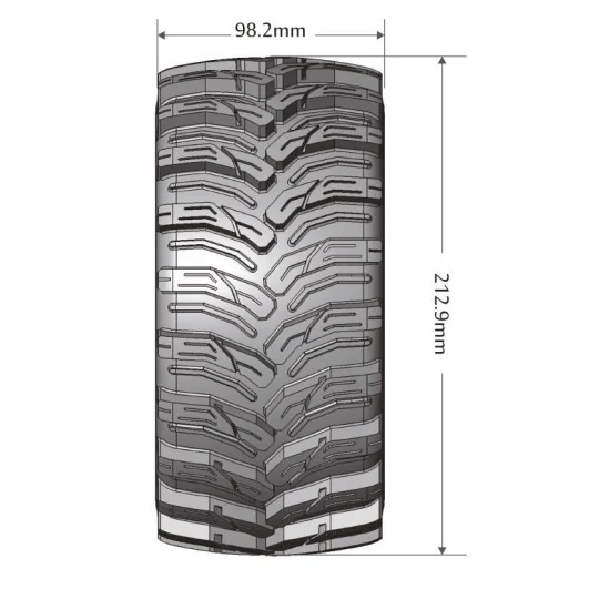 L-T3298B-X-Cyclone Tires + Black Traxxas X-Maxx Rims (x2) Louise RC