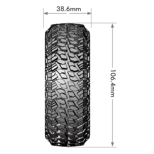 L-T3344VB-Cr-Griffin class 1 tires + 1.9" black wheels class 1 1/10 (x2) Louise RC - L-T3344VB