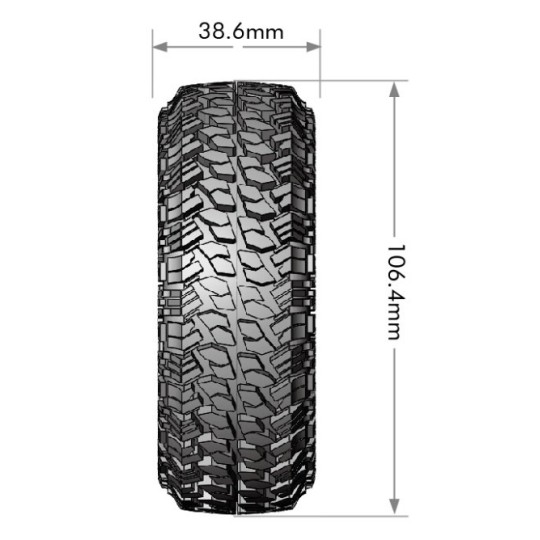L-T3344VB-Cr-Griffin class 1 tires + 1.9" black wheels class 1 1/10 (x2) Louise RC