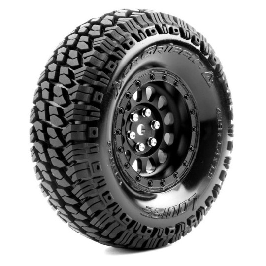 L-T3344VB-Cr-Griffin class 1 tires + 1.9" black wheels class 1 1/10 (x2) Louise RC