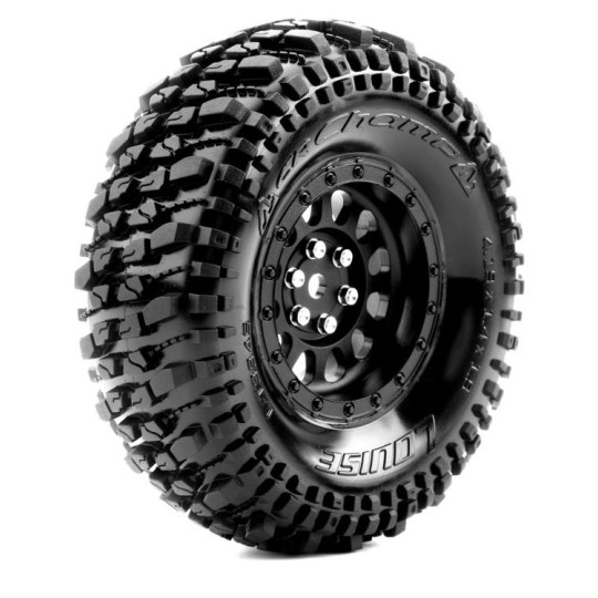 L-T3345VB-CR-Champ class 1 tires + Rims 1.9" Black 1/10 (x2) Louise RC