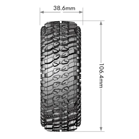 L-T3345VB-CR-Champ class 1 tires + Rims 1.9" Black 1/10 (x2) Louise RC - L-T3345VB