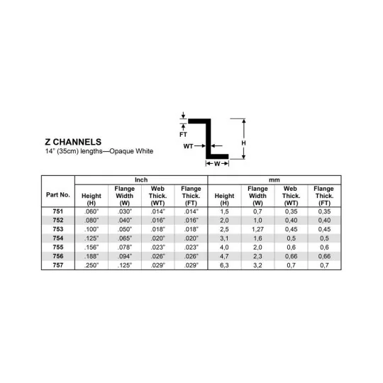 S1370753-Profile Z 2.5x350mm Ref: 753 - Evergreen