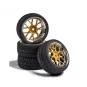 500900163-Wheels 7 spoke Y gold / chrome 26mm 1/10 (4) Carson - 500900163