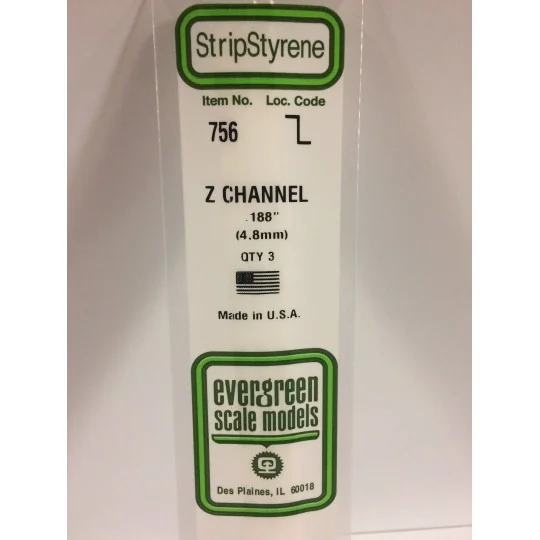 Profile Z 4.8x350mm Ref: 756 - Evergreen - S1370756 S1370756-Z-profile 4.8x350mm Ref: 756 - Evergreen - S1370756