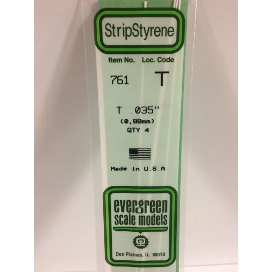 S1370761-Profilé T 0.88x350mm Ref : 761 - Evergreen - S1370761